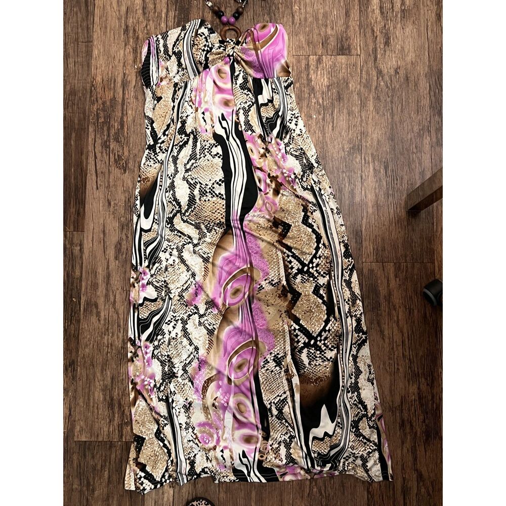 Magic Beach Dress Purple Halter Neck Silky Polyester Lycra Blend Size 1X